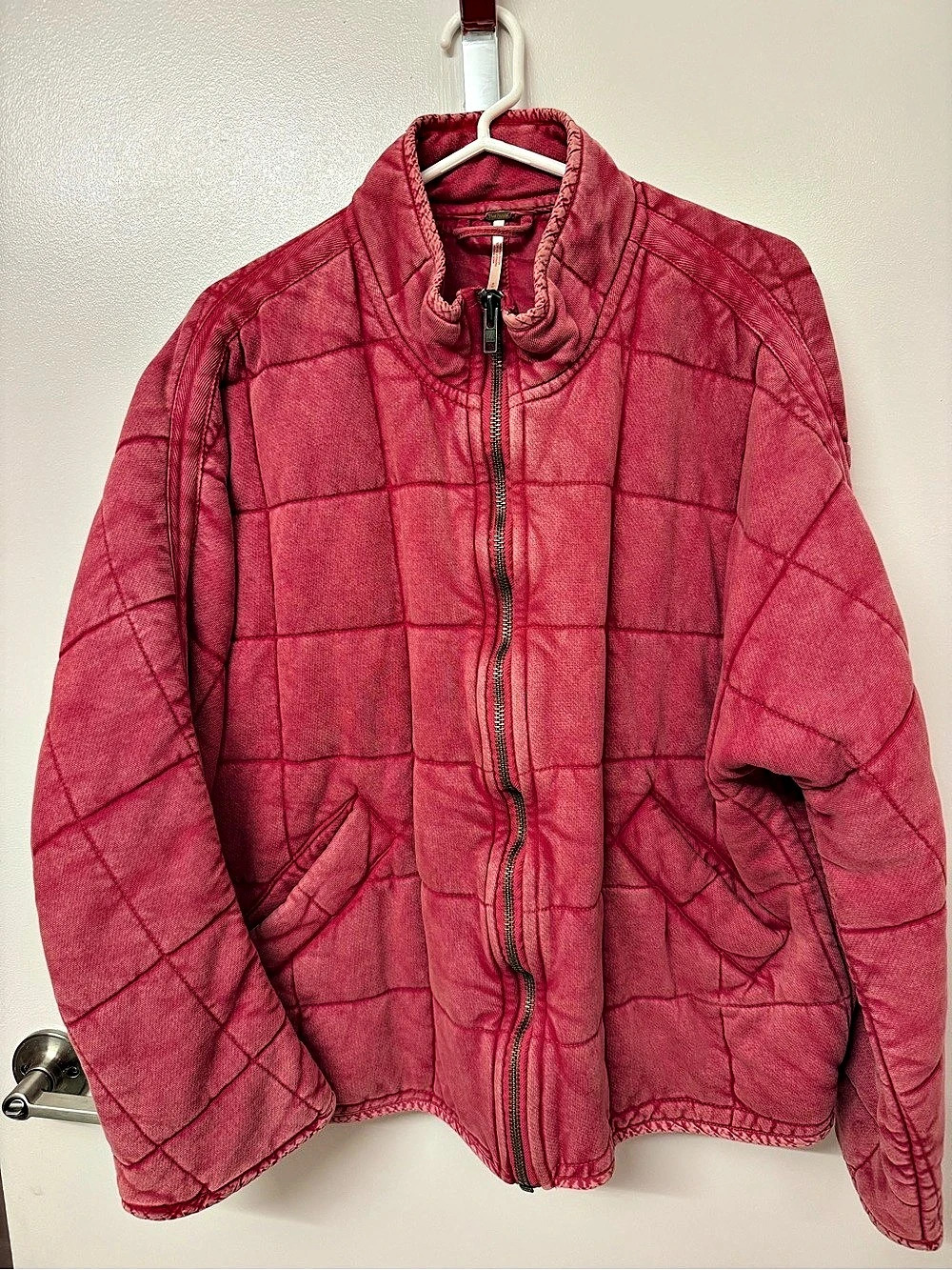Free People Dolman Quilted Knit Jacket Quilted Puffer Jacket in Pink Size Small!
